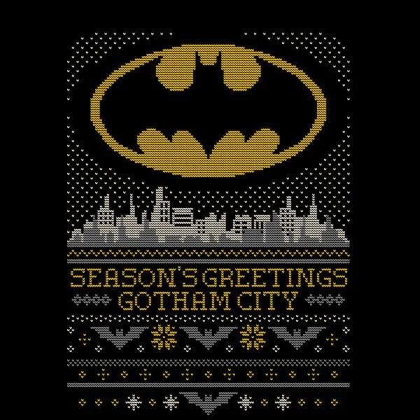 DC Seasons Greetings From Gotham Damen Christmas T-Shirt - Schwarz
