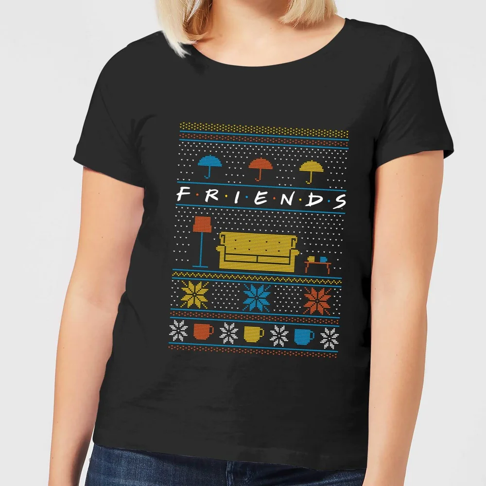 Friends Sofa Knit Damen Christmas T-Shirt - Schwarz - XS Bild 1