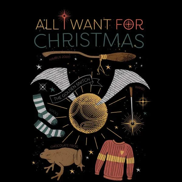 Harry Potter All I Want Damen Christmas T-Shirt - Schwarz