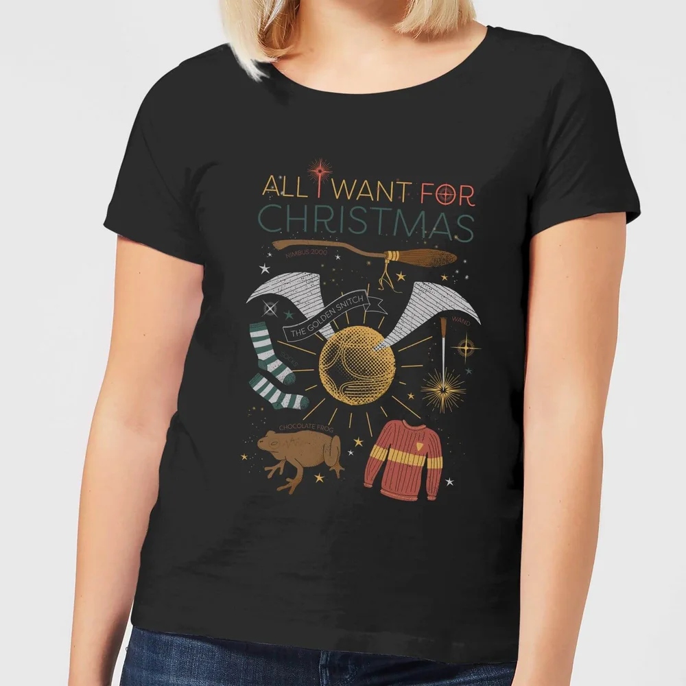 Harry Potter All I Want Damen Christmas T-Shirt - Schwarz - XS Bild 1
