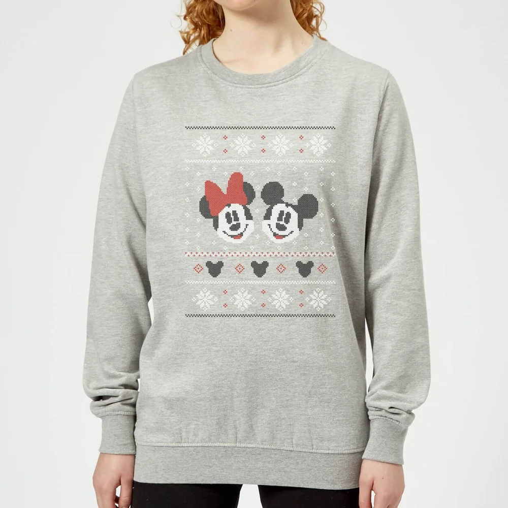 Disney Mickey and Minnie Women's Christmas Sweatshirt - Grey - 3XL Bild 1