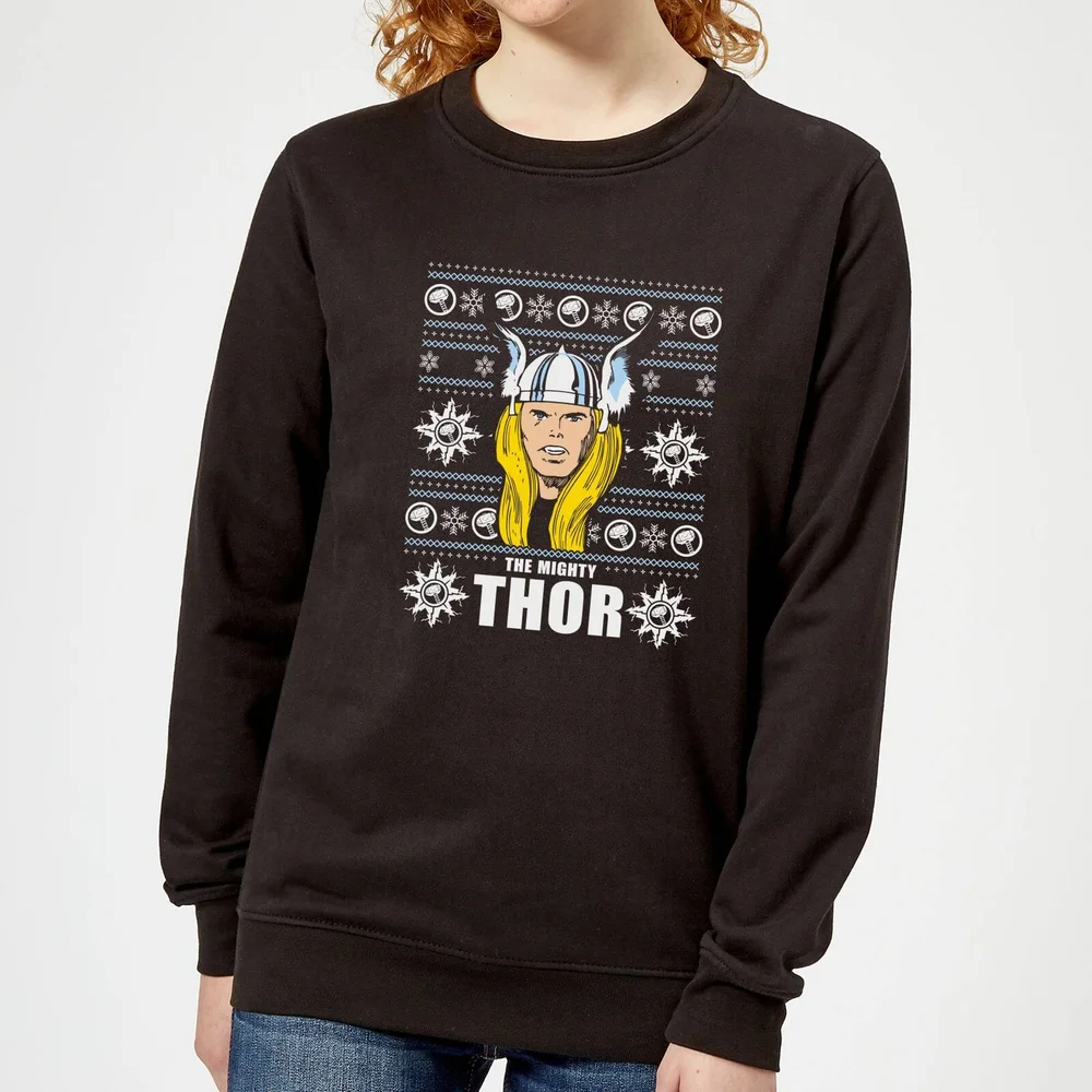 Marvel Thor Face Damen Weihnachtspullover – Schwarz - XS Bild 1