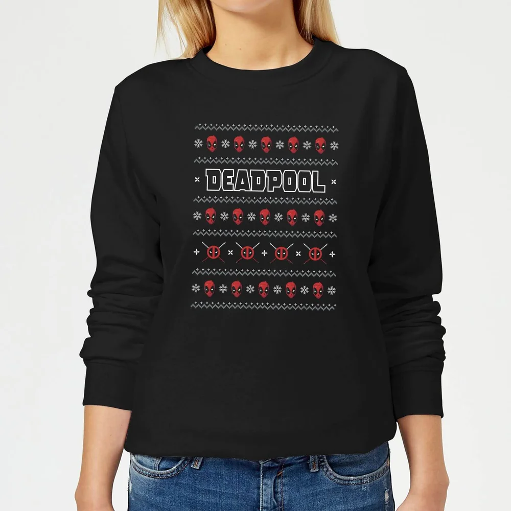Marvel Deadpool Damen Weihnachtspullover – Schwarz - XS Bild 1