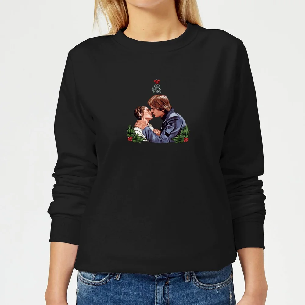 Star Wars Mistletoe Kiss Damen Weihnachtspullover – Schwarz - XS Bild 1