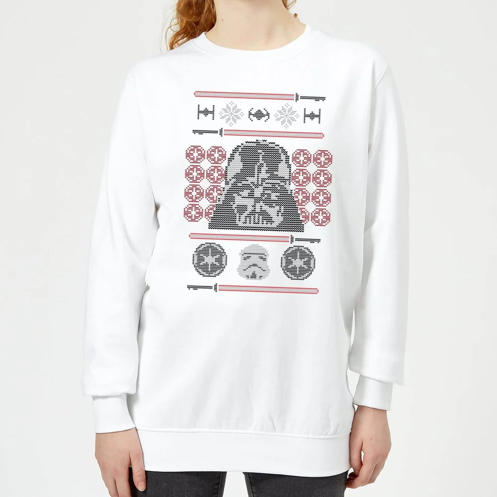 Star Wars Darth Vader Face Knit Damen Weihnachtspullover – Weiß - XS Bild 1