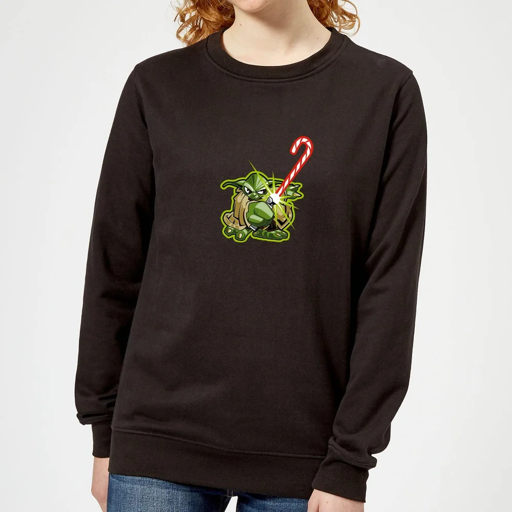Star Wars Candy Cane Yoda Damen Weihnachtspullover – Schwarz - XS Bild 1