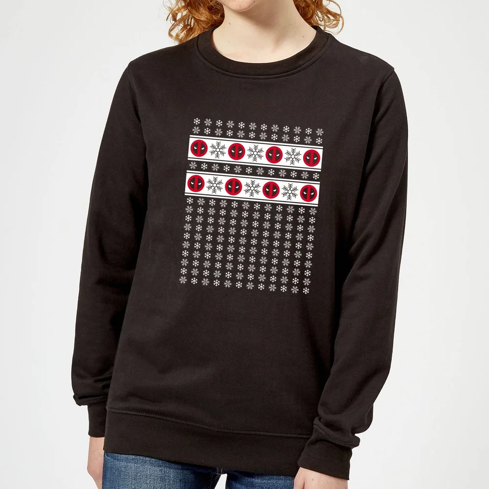 Marvel Deadpool Snowflakes Damen Weihnachtspullover – Schwarz - XS Bild 1