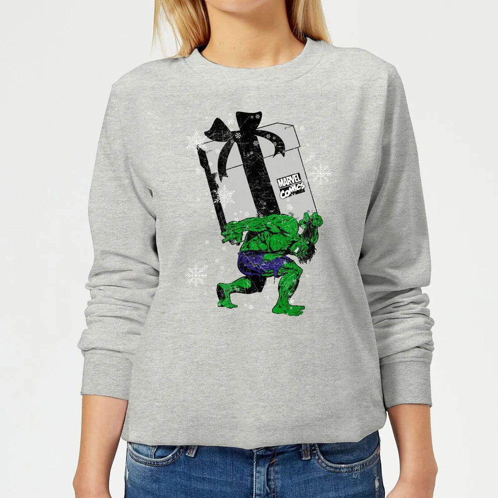 Marvel The Incredible Hulk Christmas Present Women's Christmas Sweatshirt - Grey - 3XL Bild 1