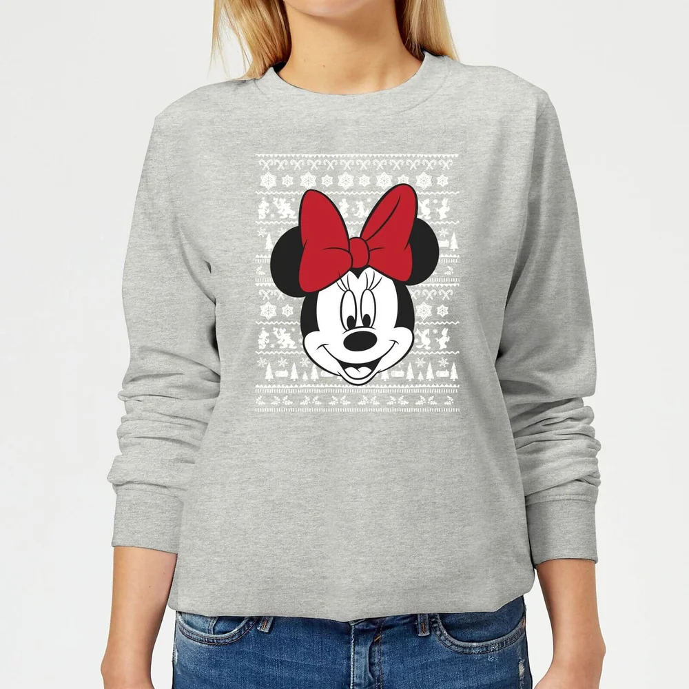 Disney Minnie Face Women's Christmas Sweatshirt - Grey - 3XL Bild 1