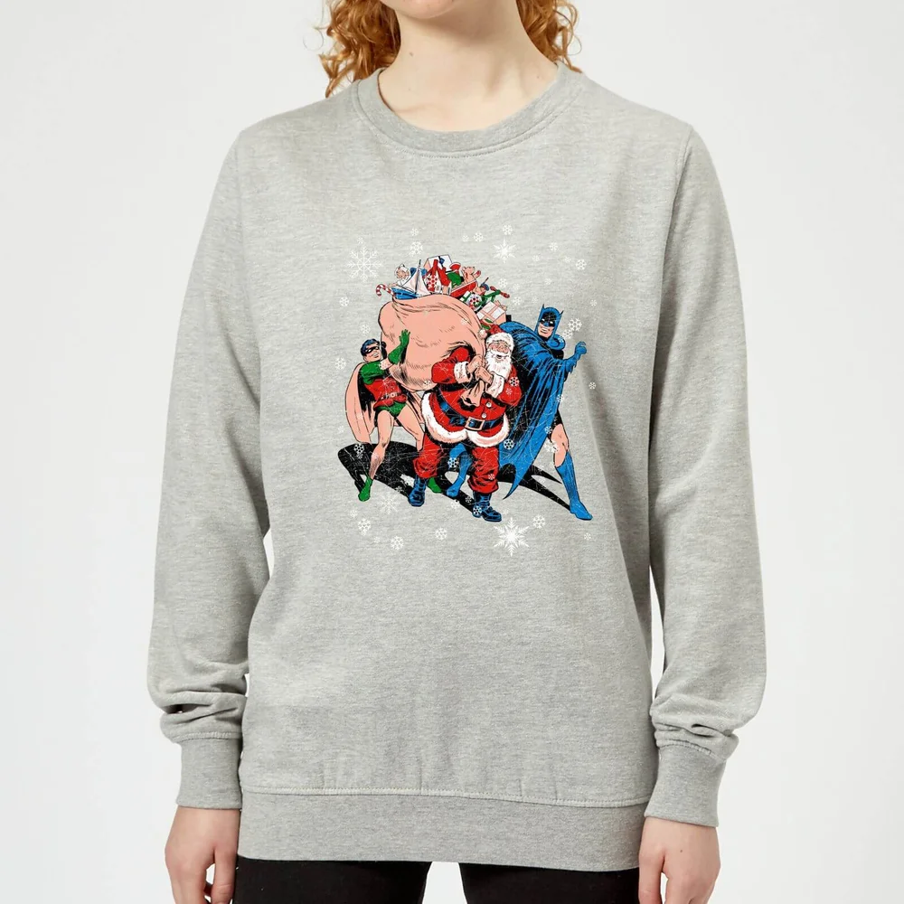 DC Batman Robin Santa Claus Damen Weihnachtspullover - Grau - 3XL Bild 1