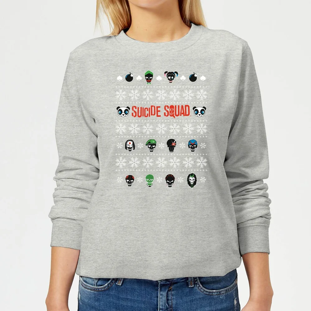 DC Suicide Squad Damen Weihnachtspullover - Grau - 3XL - Grau Bild 1