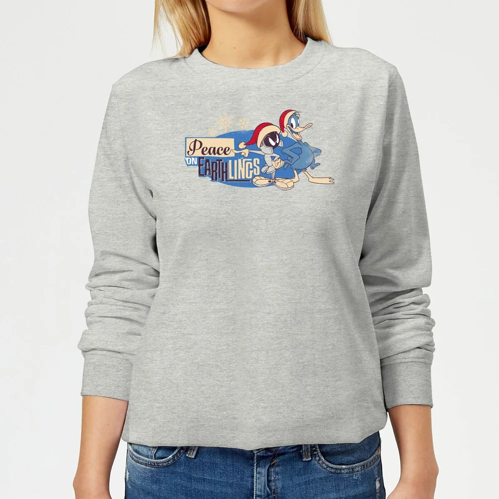 Looney Tunes Peace Among Earthlings Damen Weihnachtspullover - Grau - 3XL - Grau Bild 1
