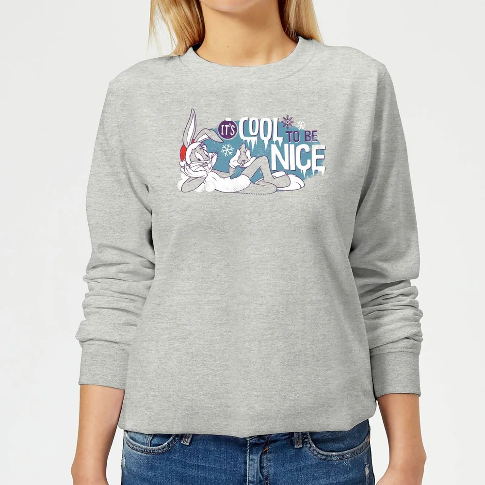 Looney Tunes Its Cool To Be Nice Damen Weihnachtspullover - Grau - 3XL - Grau Bild 1