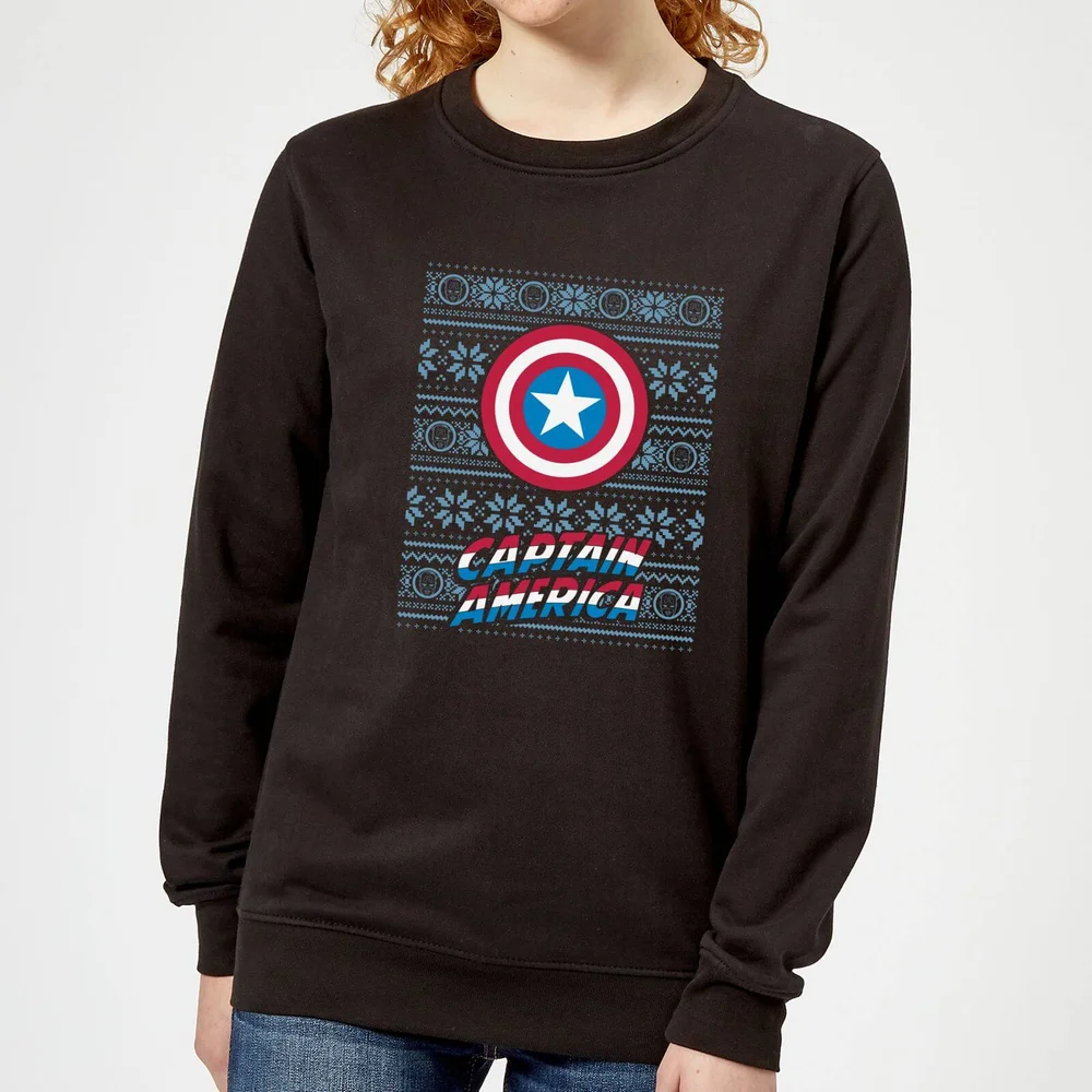 Marvel Captain America Damen Weihnachtspullover – Schwarz - XS Bild 1