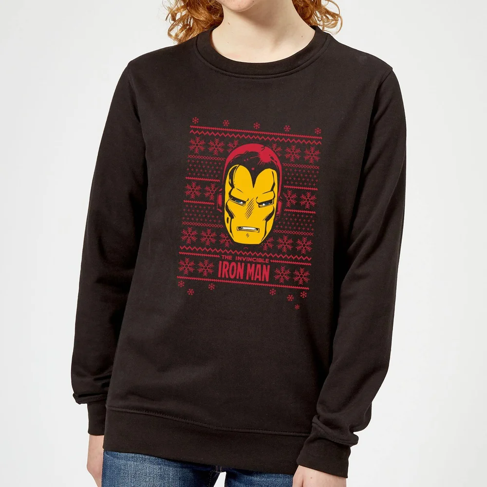 Marvel Iron Man Face Damen Weihnachtspullover – Schwarz - XS Bild 1