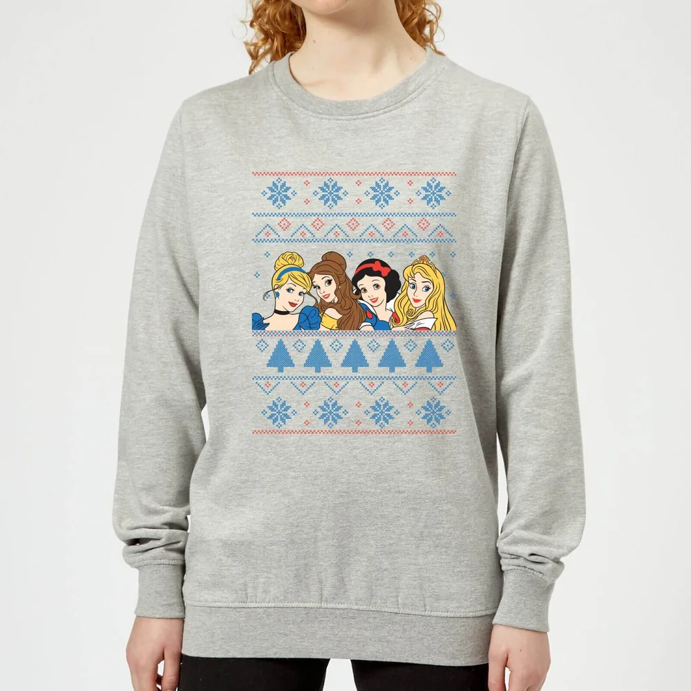 Disney Princess Faces Women's Christmas Sweatshirt - Grey - 3XL Bild 1