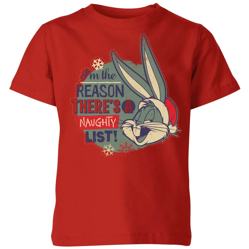 Looney Tunes I'm The Reason There Is A Naughty List Kinder Christmas T-Shirt - Rot - 3-4 Jahre Bild 1