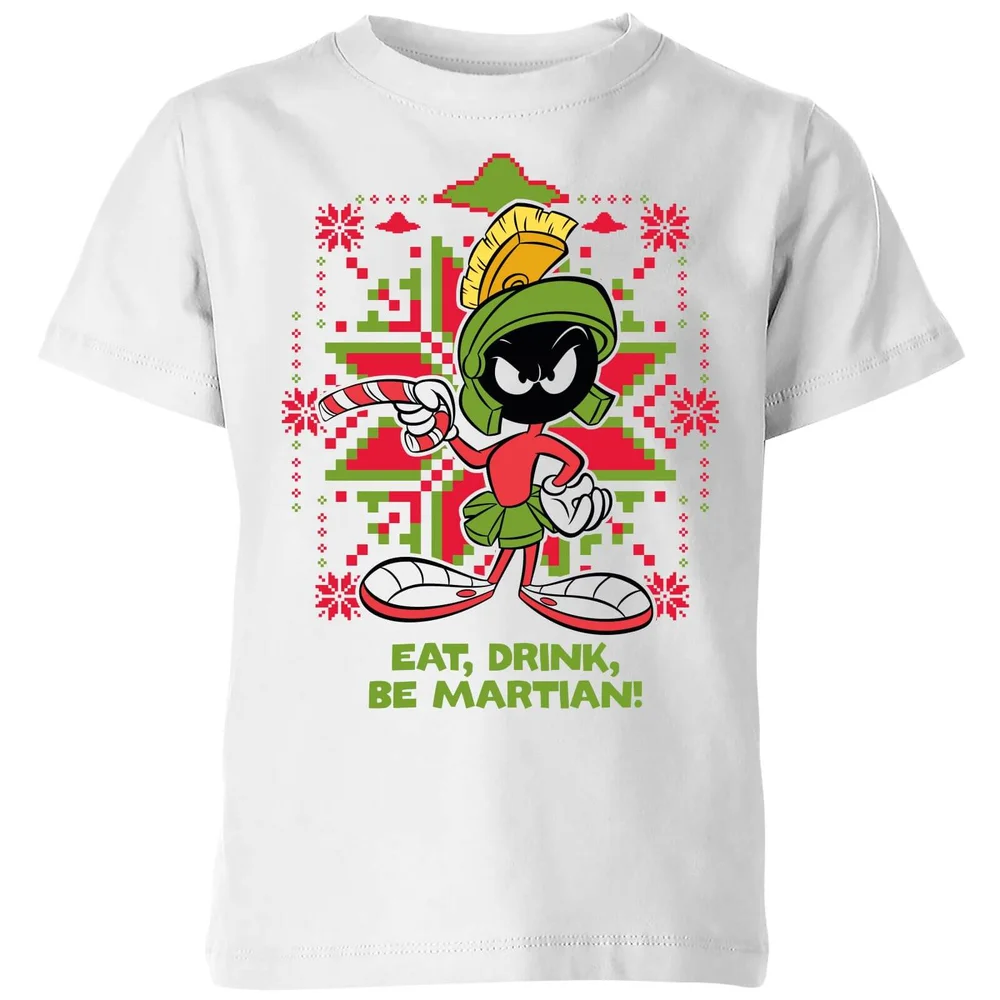 Looney Tunes Eat Drink Be Martian Kinder Christmas T-Shirt - Weiß - 3-4 Jahre Bild 1