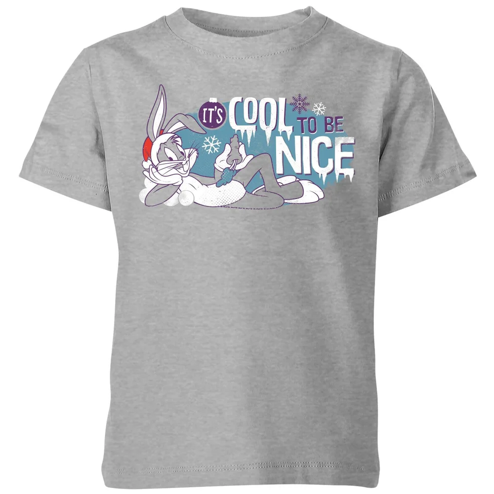 Looney Tunes Its Cool To Be Nice Kinder Christmas T-Shirt - Grau - 3-4 Jahre Bild 1