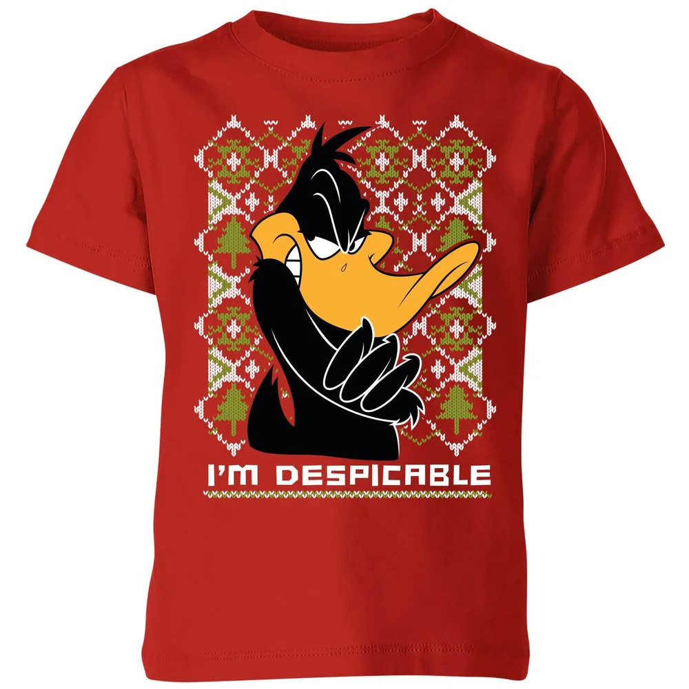Looney Tunes Daffy Duck Knit Kinder Christmas T-Shirt - Rot - 3-4 Jahre Bild 1