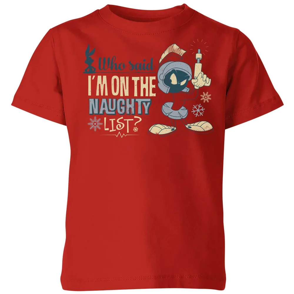 Looney Tunes Martian Who Said Im On The Naughty List Kinder Christmas T-Shirt - Rot - 3-4 Jahre Bild 1