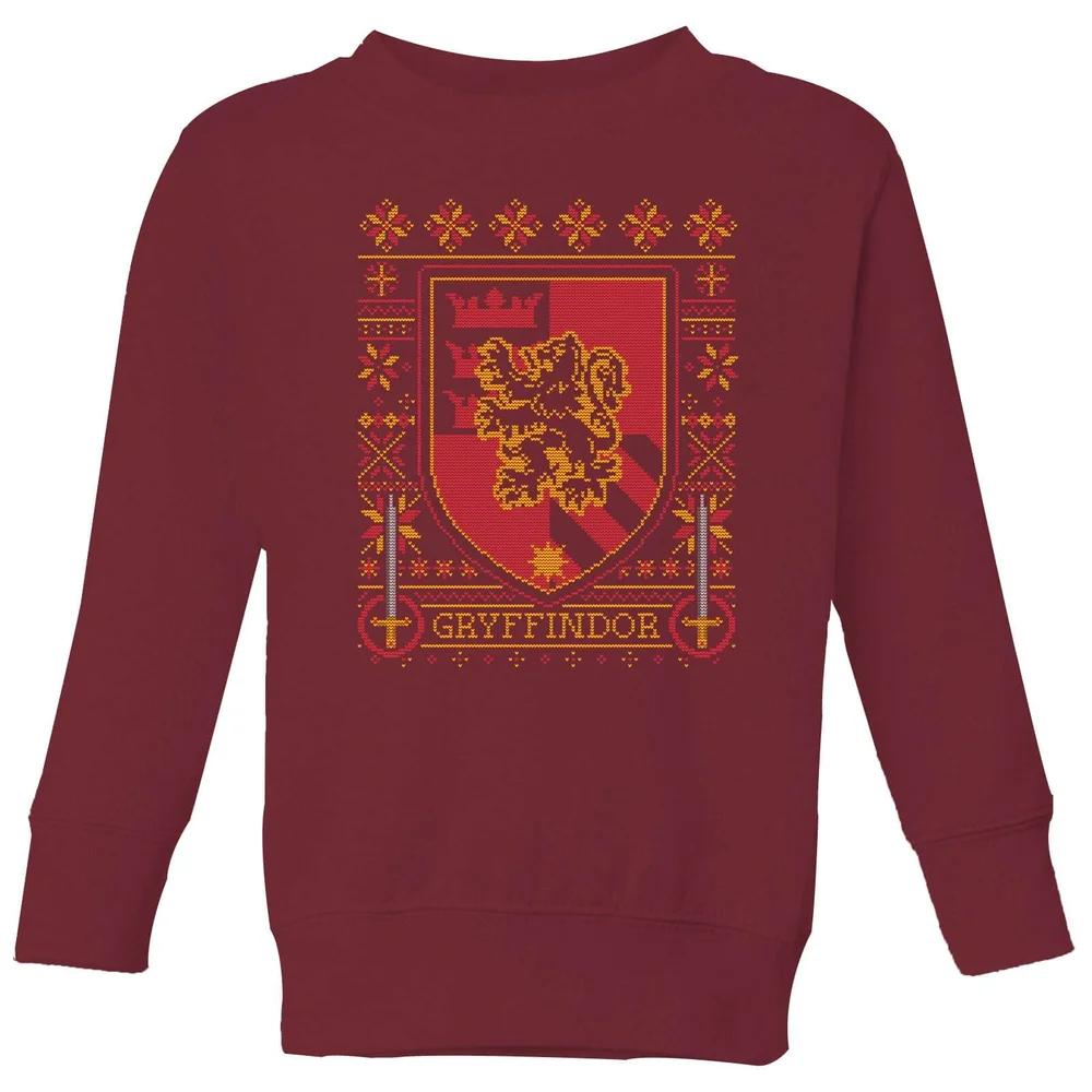 Harry Potter Gryffindor Crest Kinder Weihnachtspullover - Burgunderrot - 5-6 Jahre Bild 1