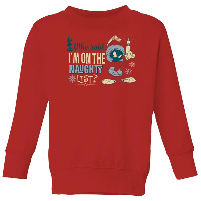 Looney Tunes Martian Who Said Im On The Naughty List Kinder Weihnachtspullover – Rot
