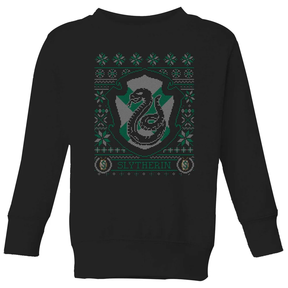 Harry Potter Slytherin Crest Kinder Weihnachtspullover - Schwarz - 3-4 Jahre Bild 1