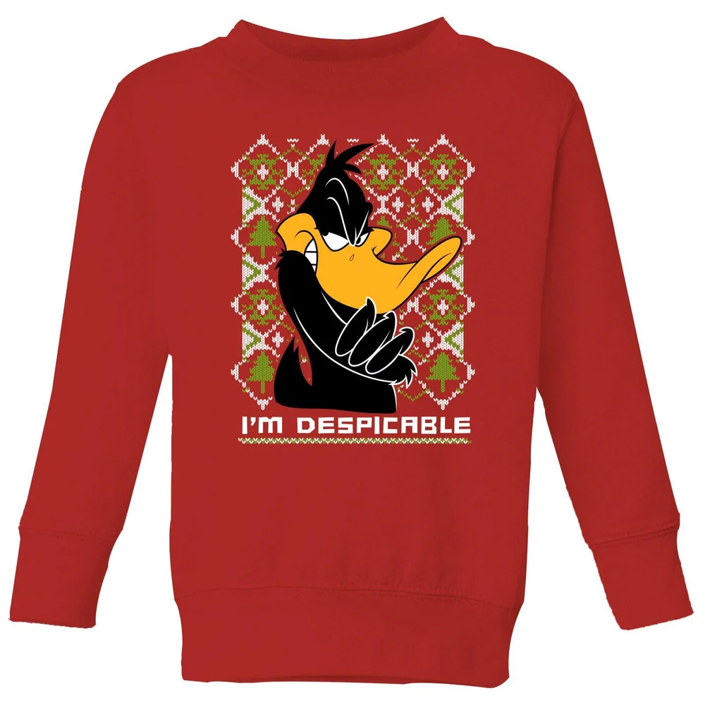 Looney Tunes Daffy Duck Knit Kinder Weihnachtspullover – Rot - 3-4 Jahre Bild 1