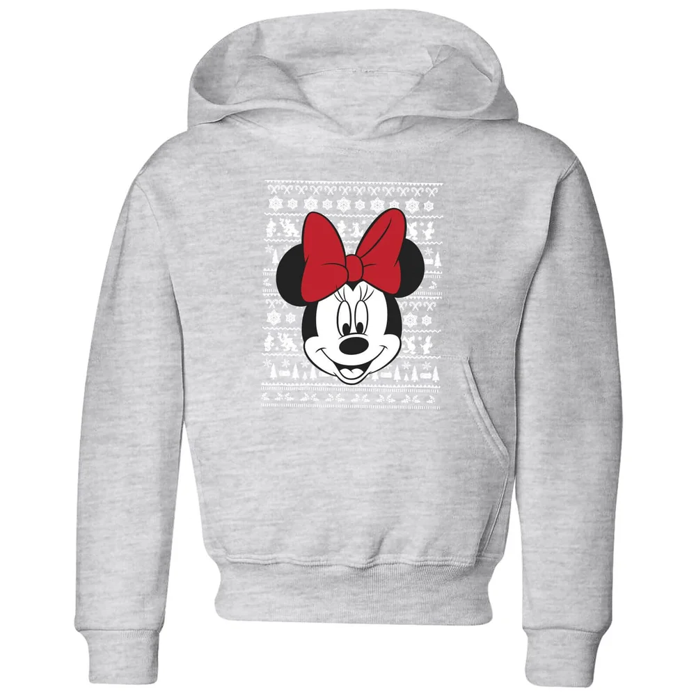 Disney Minnie Face Kids' Christmas Hoodie - Grey - 3-4 Jahre Bild 1