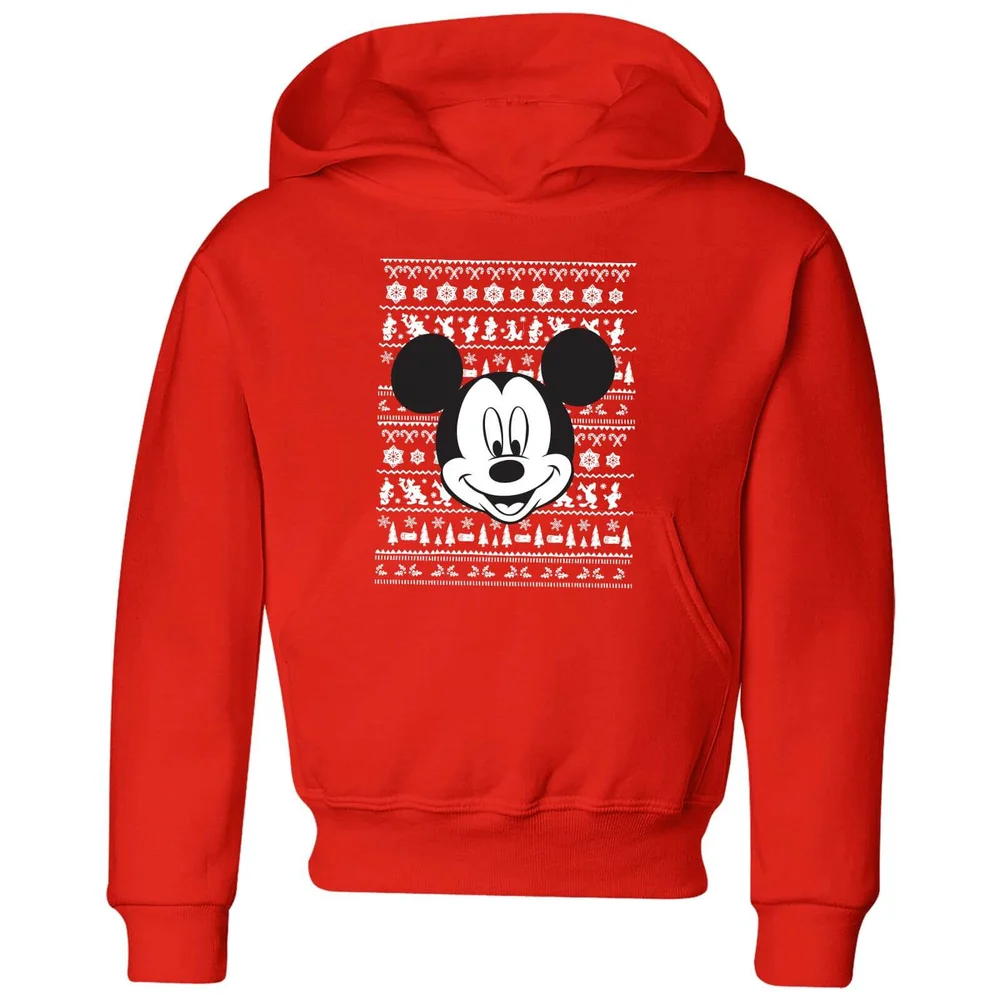 Disney Mickey Face Kids' Christmas Hoodie - Red - 3-4 Jahre Bild 1