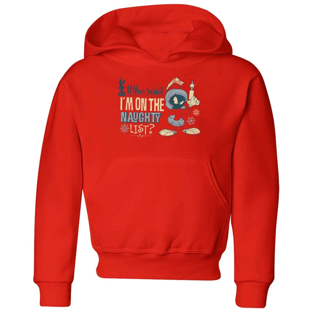 Looney Tunes Martian Who Said Im On The Naughty List Kinder Christmas Hoodie - Rot - 3-4 Jahre Bild 1