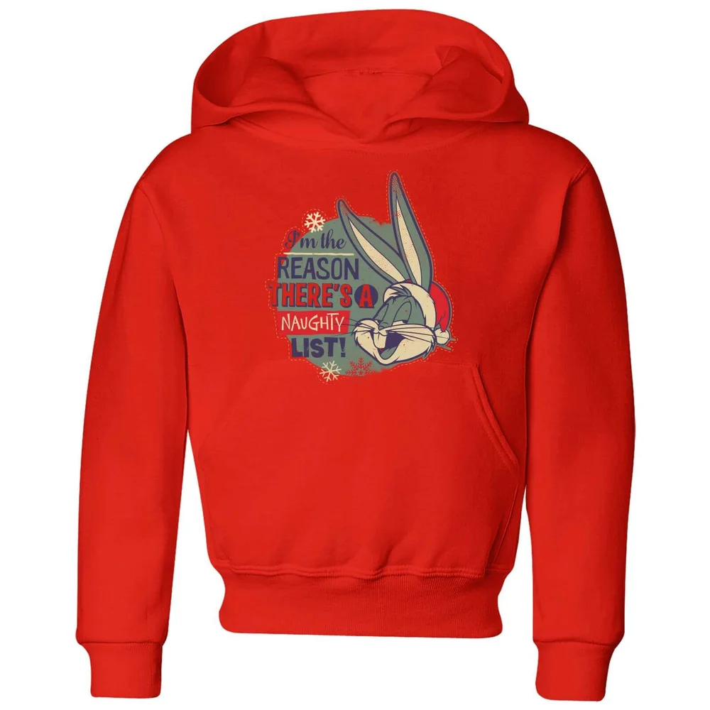 Looney Tunes I'm The Reason There Is A Naughty List Kinder Christmas Hoodie - Rot - 3-4 Jahre Bild 1