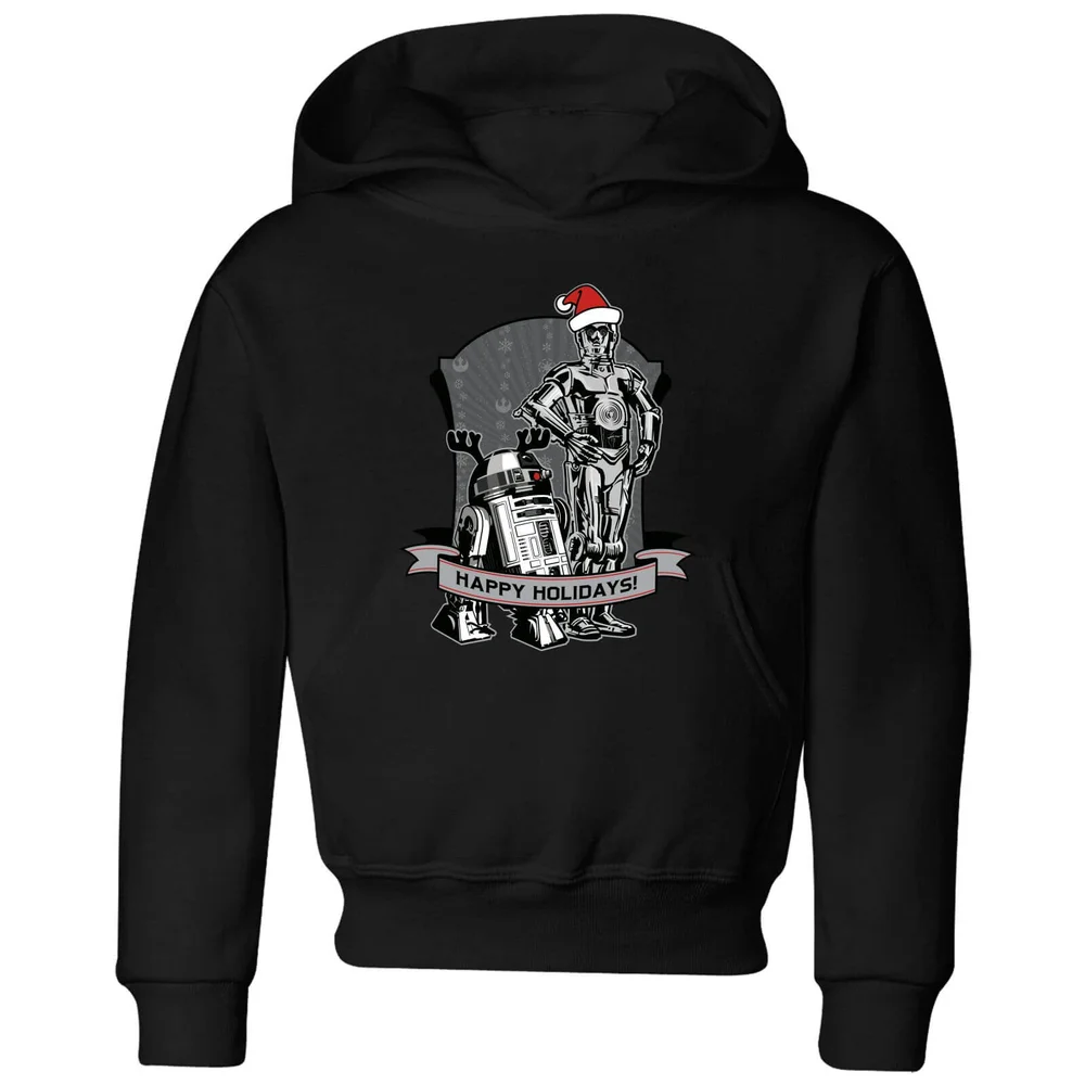 Star Wars Happy Holidays Droids Kids' Christmas Hoodie - Black - 3-4 Jahre Bild 1