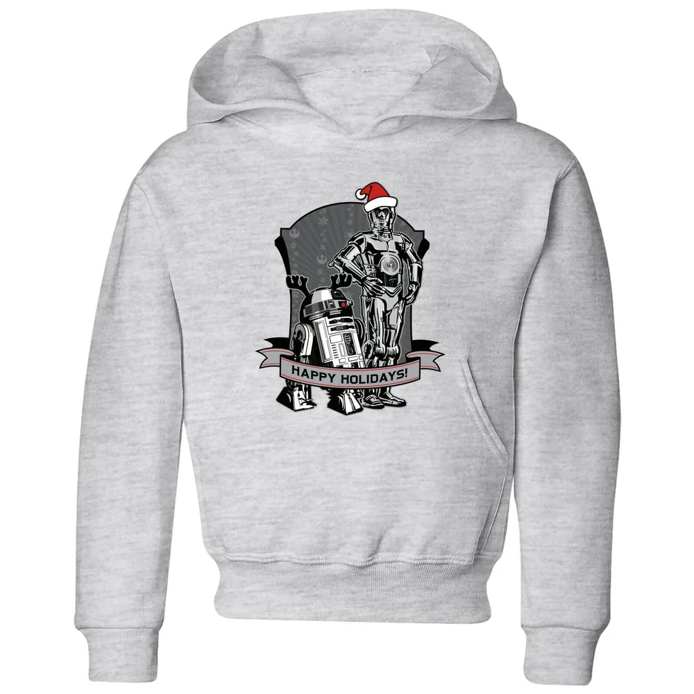 Star Wars Happy Holidays Droids Kids' Christmas Hoodie - Grey - 3-4 Jahre Bild 1