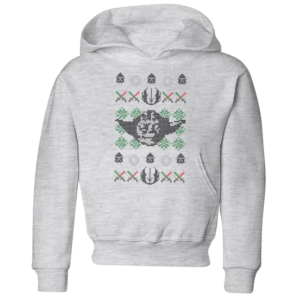 Star Wars Yoda Face Knit Kids' Christmas Hoodie - Grey - 3-4 Jahre Bild 1