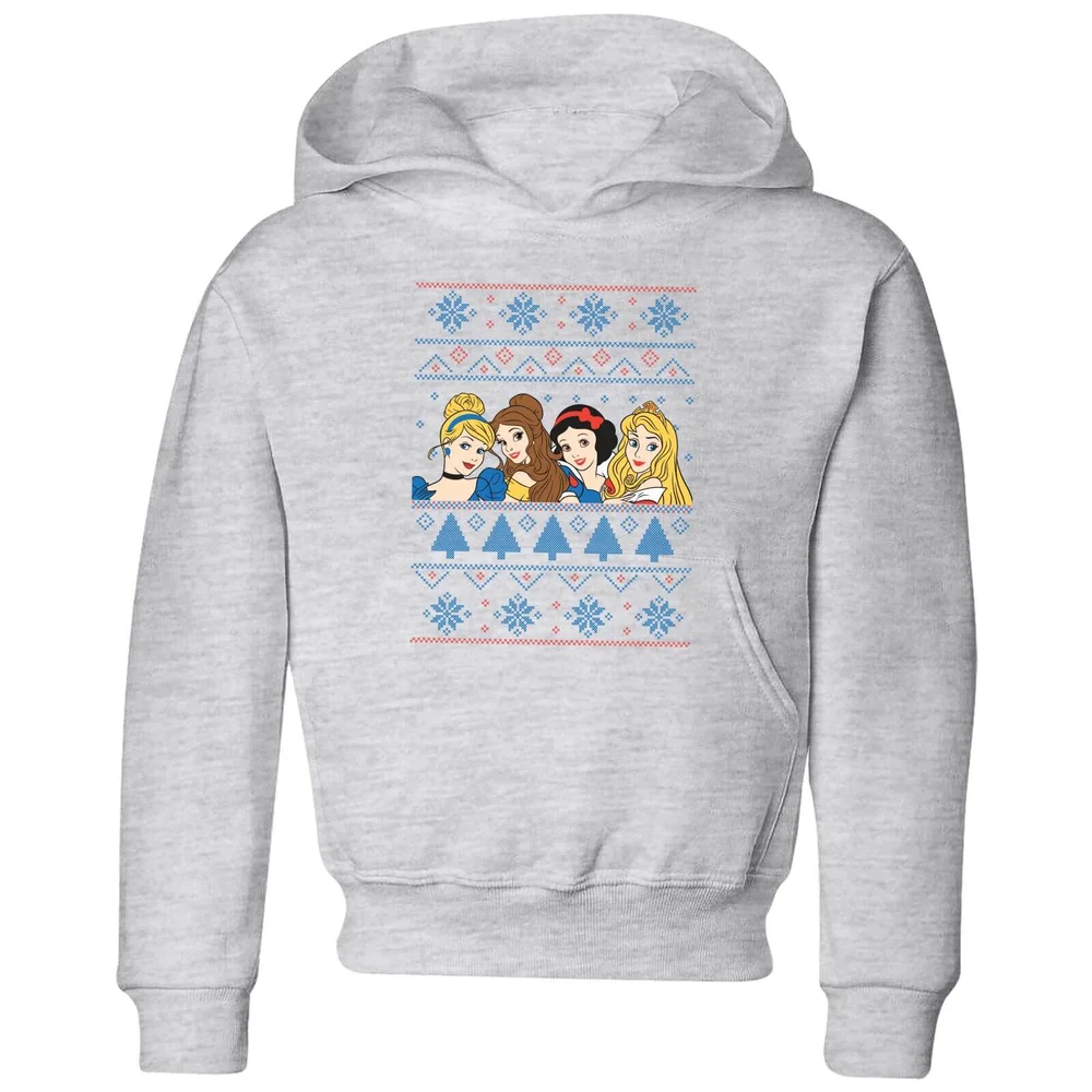 Disney Princess Faces Kids' Christmas Hoodie - Grey - 3-4 Jahre Bild 1