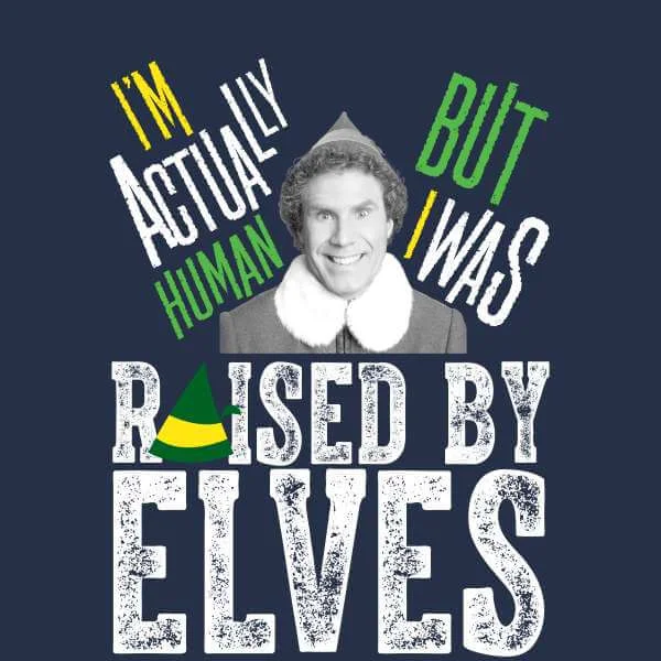 Elf Raised By Elves Herren Christmas T-Shirt - Navy Blau