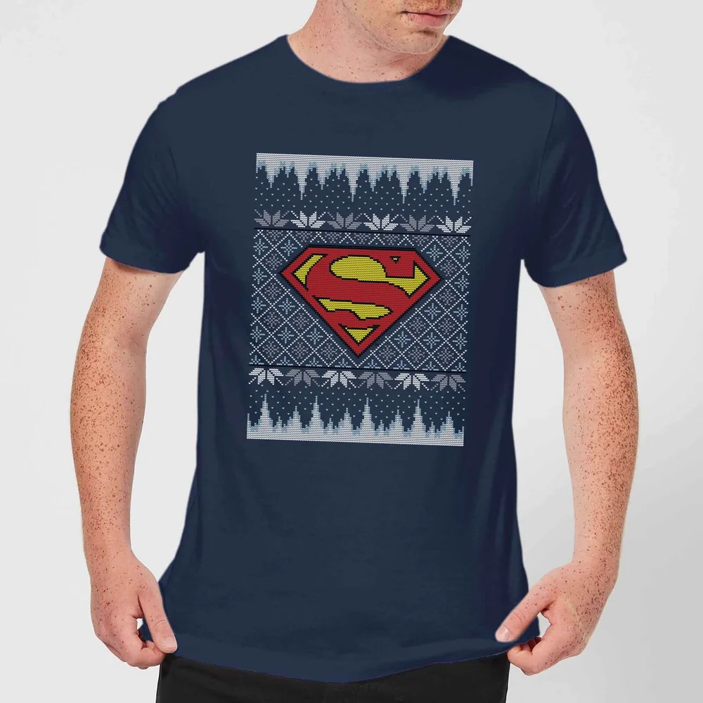 DC Superman Knit Herren Christmas T-Shirt - Navy Blau - S Bild 1