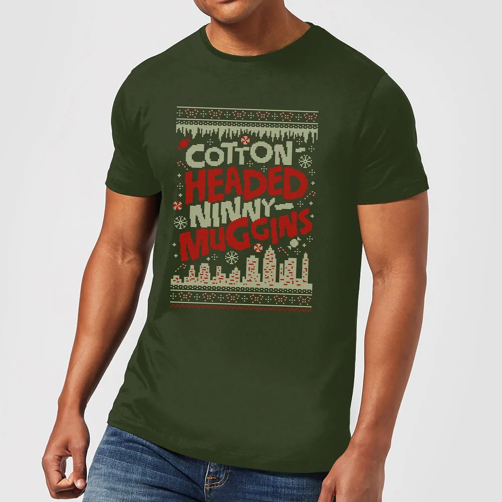 Elf Cotton-Headed-Ninny-Muggins Knit Herren Christmas T-Shirt - Dunkelgrün - S Bild 1