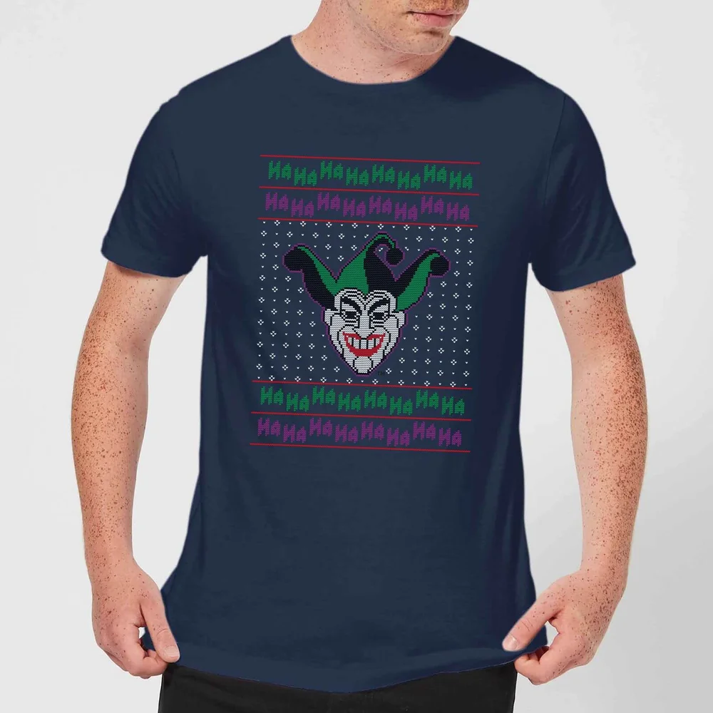 DC Joker Knit Herren Christmas T-Shirt - Navy Blau - S Bild 1