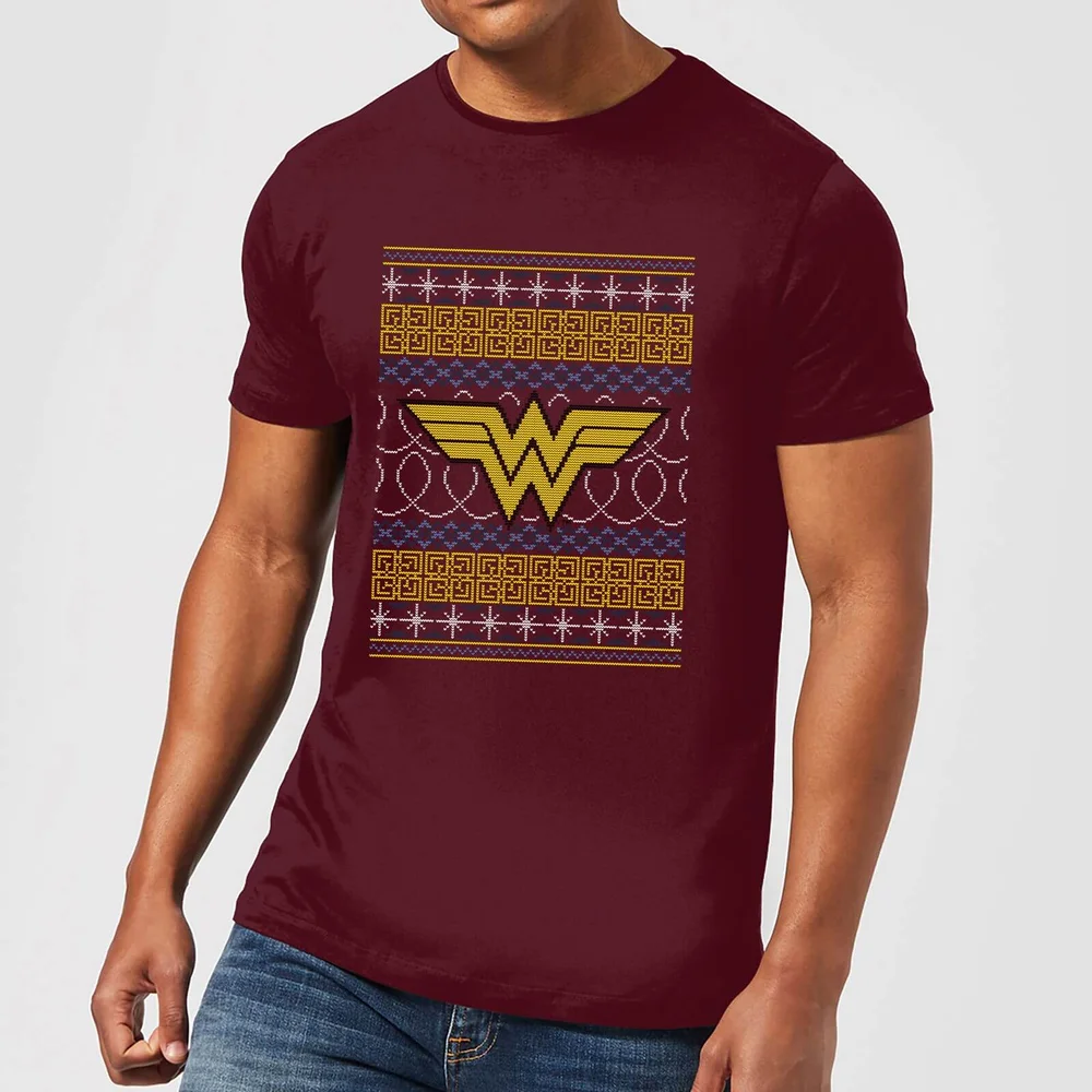 DC Wonder Woman Knit Herren Christmas T-Shirt - Burgunderrot - S Bild 1