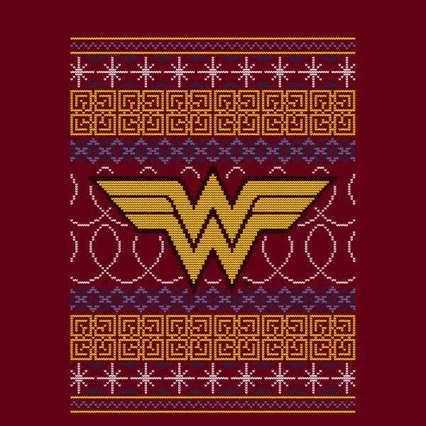 DC Wonder Woman Knit Herren Christmas T-Shirt - Burgunderrot