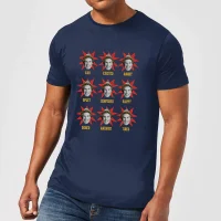 Elf Faces Herren Christmas T-Shirt - Navy Blau