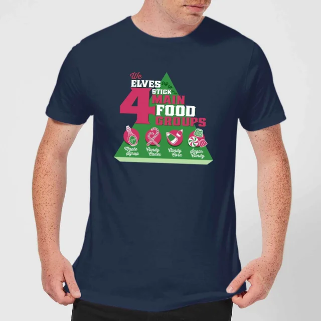 Elf Food Groups Herren Christmas T-Shirt - Navy Blau