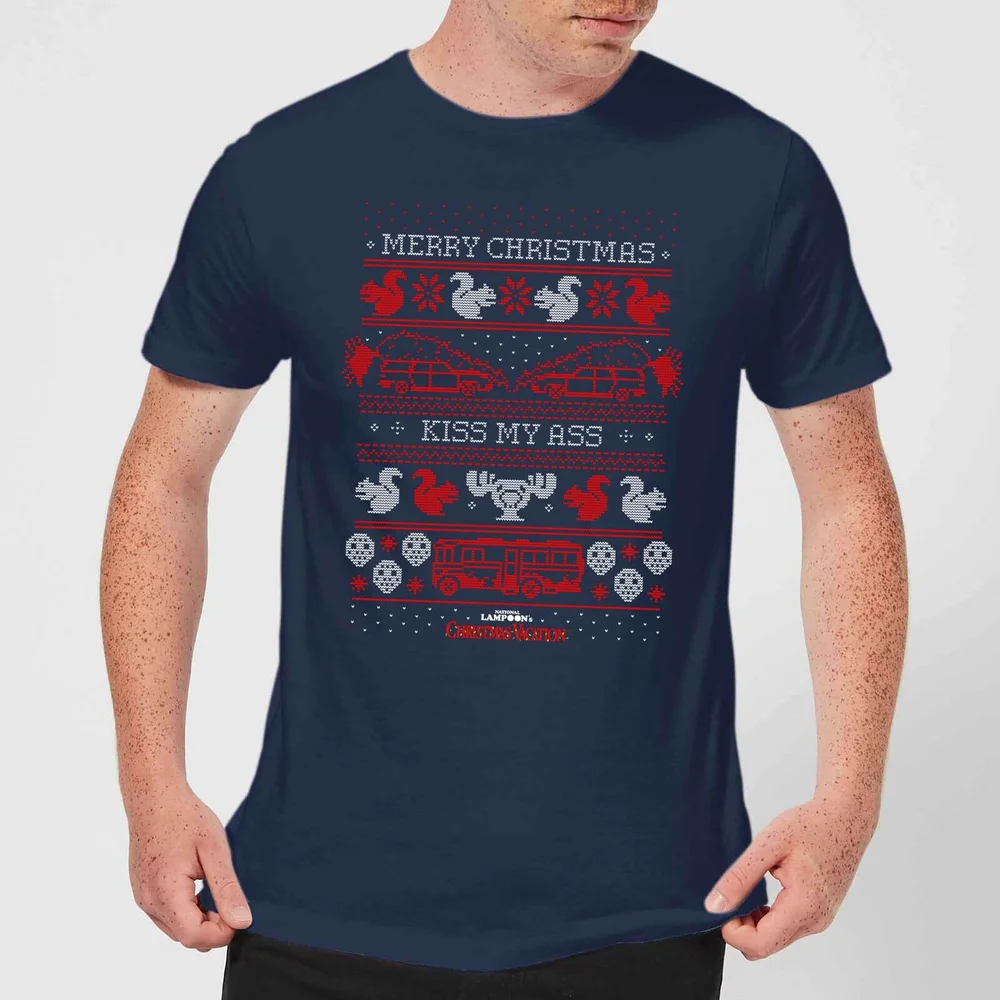 National Lampoon Merry Christmas Knit Herren Christmas T-Shirt - Navy Blau - S Bild 1