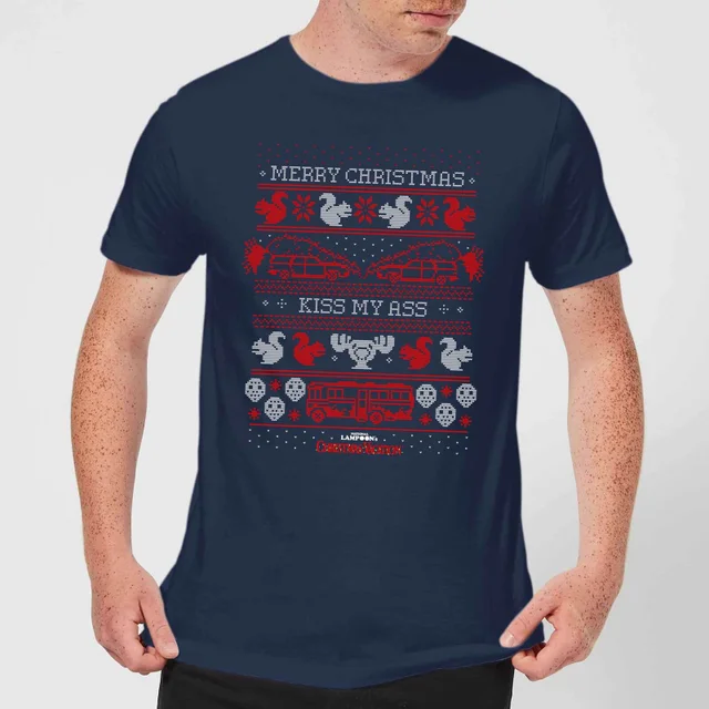 National Lampoon Merry Christmas Knit Herren Christmas T-Shirt - Navy Blau