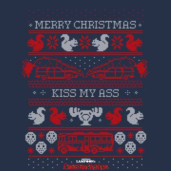 National Lampoon Merry Christmas Knit Herren Christmas T-Shirt - Navy Blau