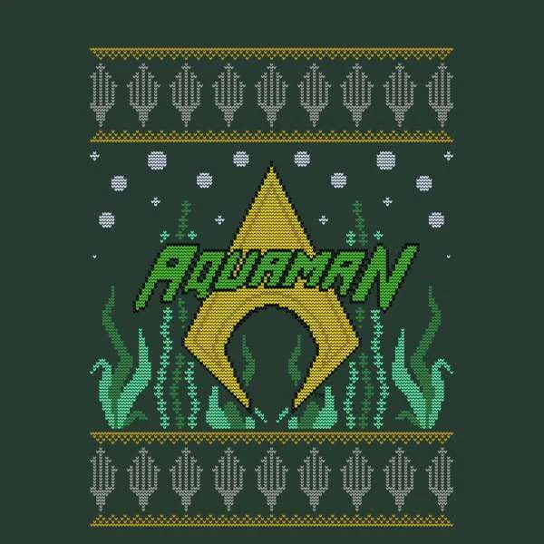DC Aquaman Knit Herren Christmas T-Shirt - Dunkelgrün