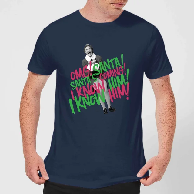 Elf Santa! I Know Him! Herren Christmas T-Shirt - Navy Blau